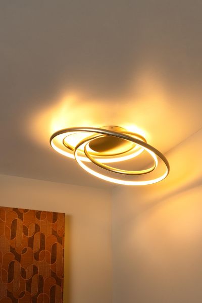 Lucide SARDANA - Flush ceiling light - LED Dim. - 1x54W 2700K - Matt Gold / Brass - Premium